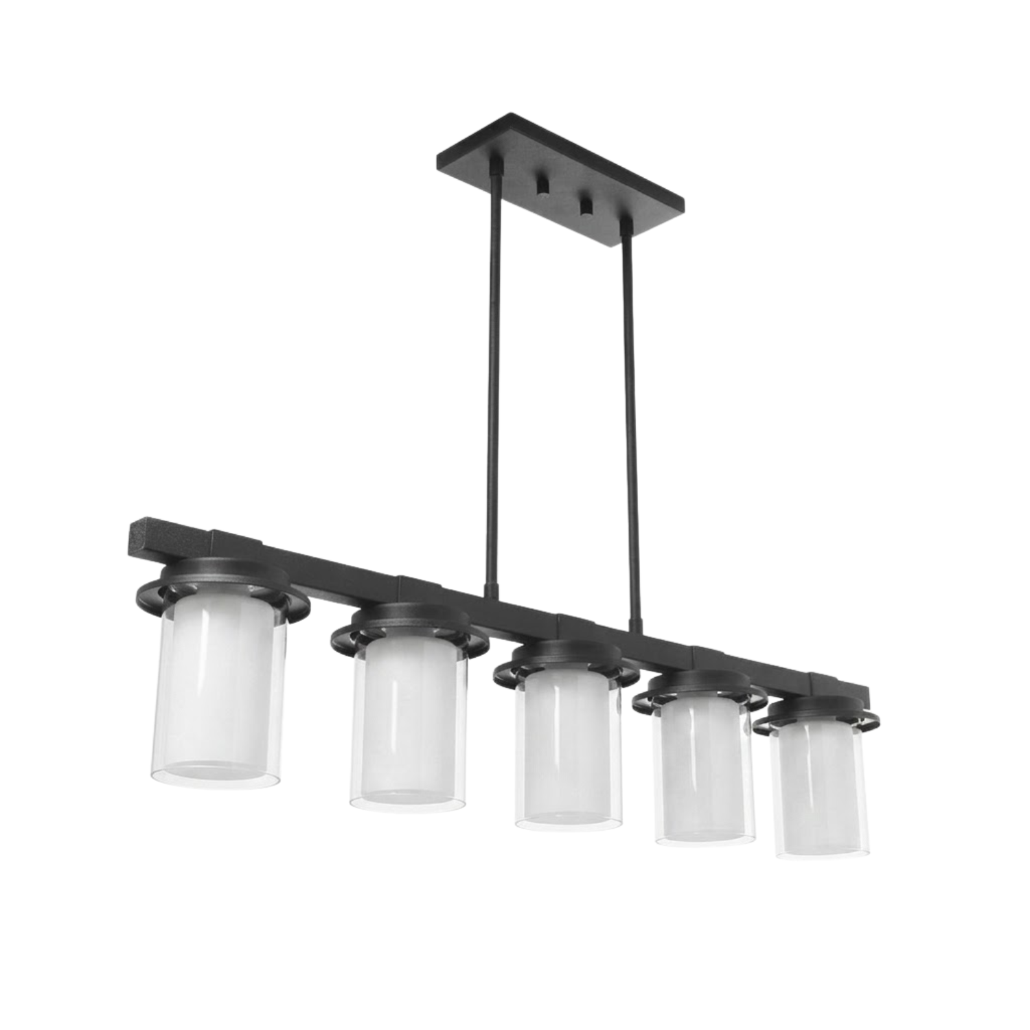 3-Light Clear/White Glass Island Pendant