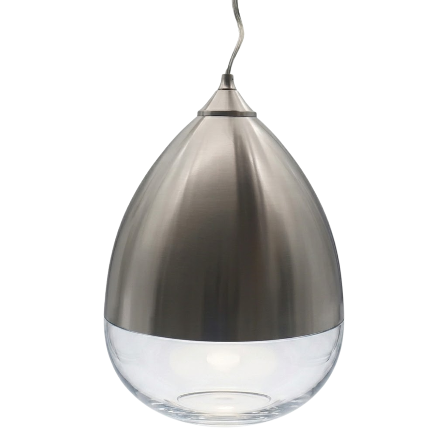 1-Light Acorn Shape Pendant - Brushed Nickel Clear Glass 10 Feet Clear SVT Cord