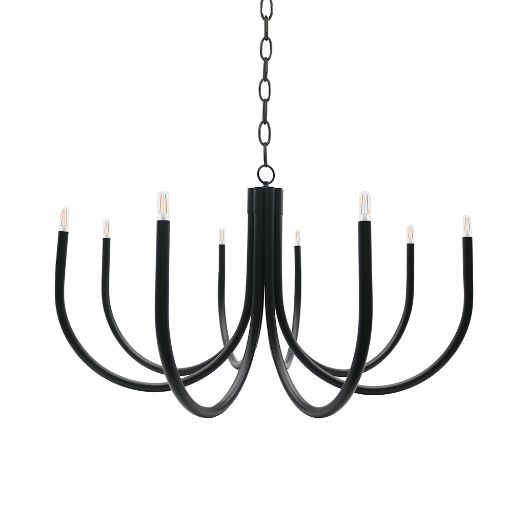 8-Light U Chandelier Matte Black