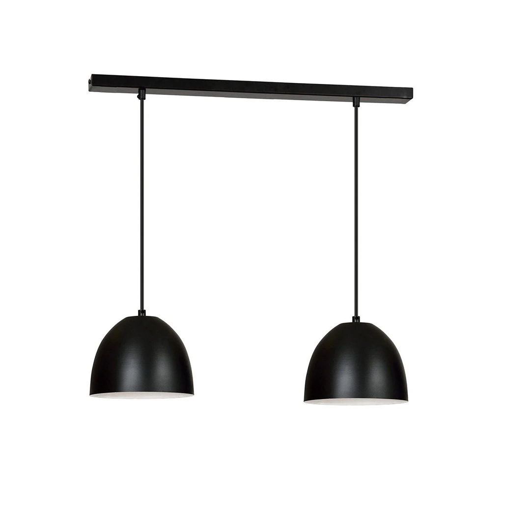 2-Light 36" Bar Pendant - Matte Black Outer/Off White Inner