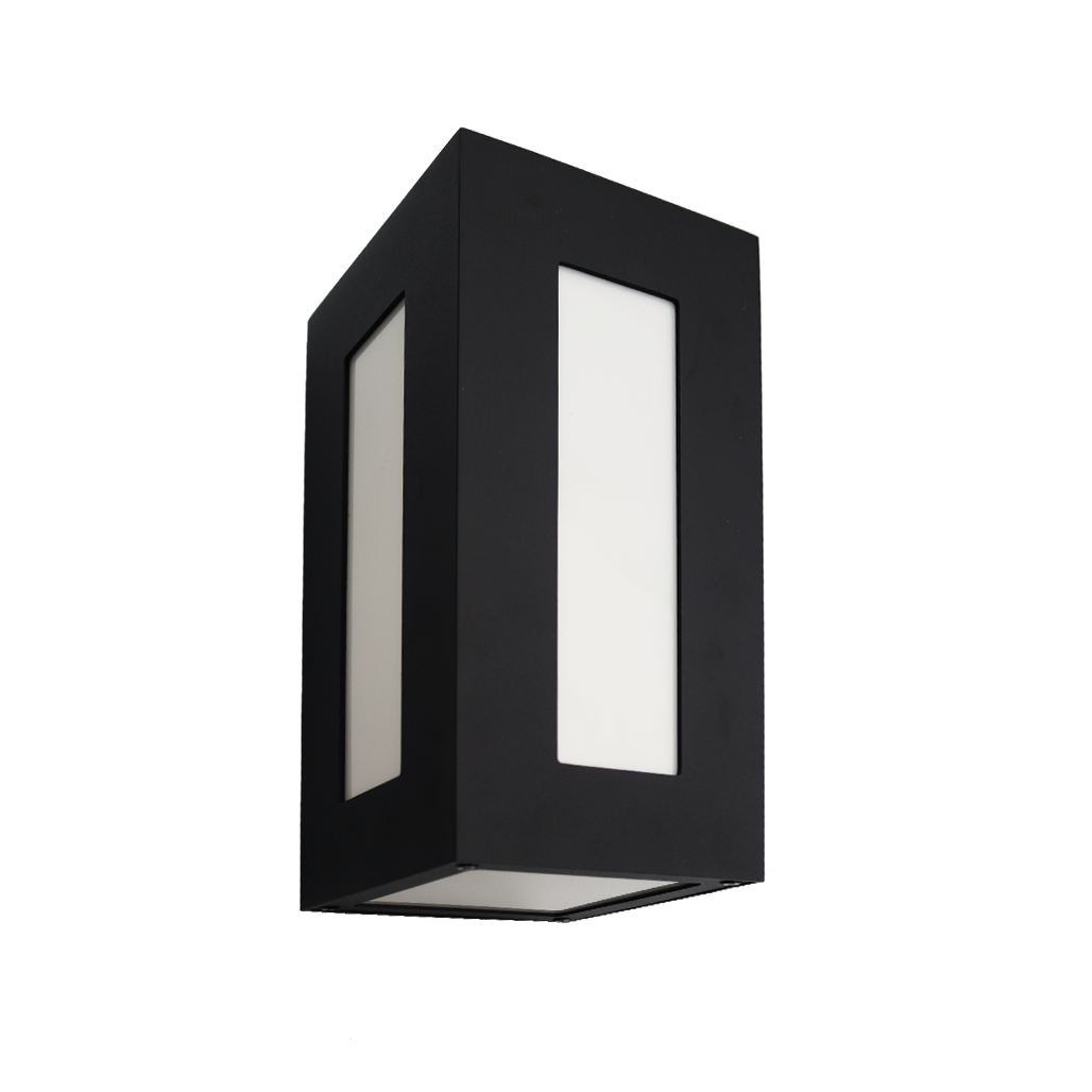 12" LED Outdoor Wall Cube Light - Frosted Glass - Textured Black