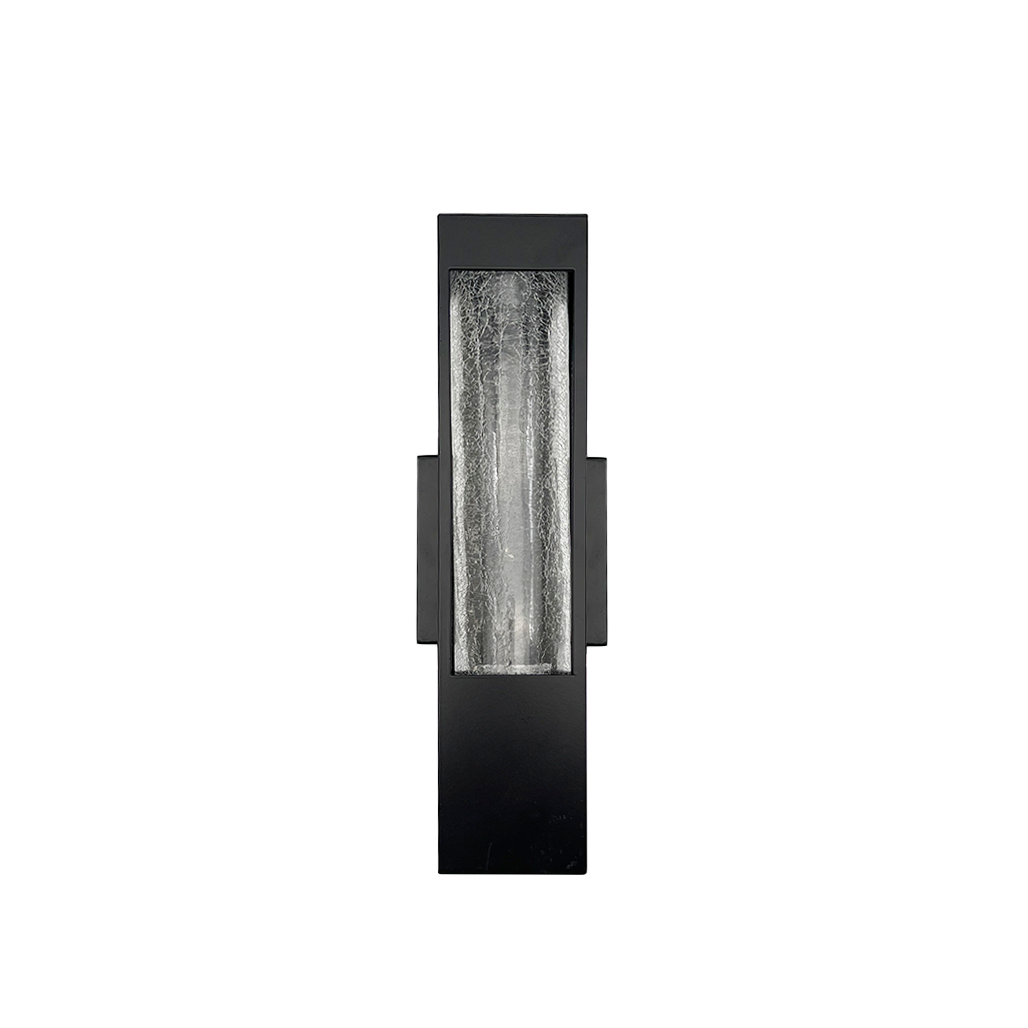 1-Light 14" Sconce w/Crackle Glass - Matte Black- GU10