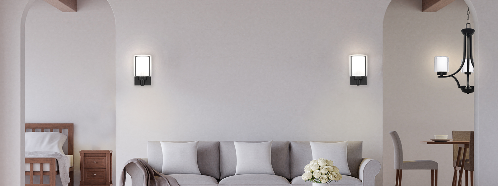 The Sonora Collection from HOMEnhancements combines simple, elegant curved lines with its signature double glass shades, creating a timeless yet distinctive lighting experience. 