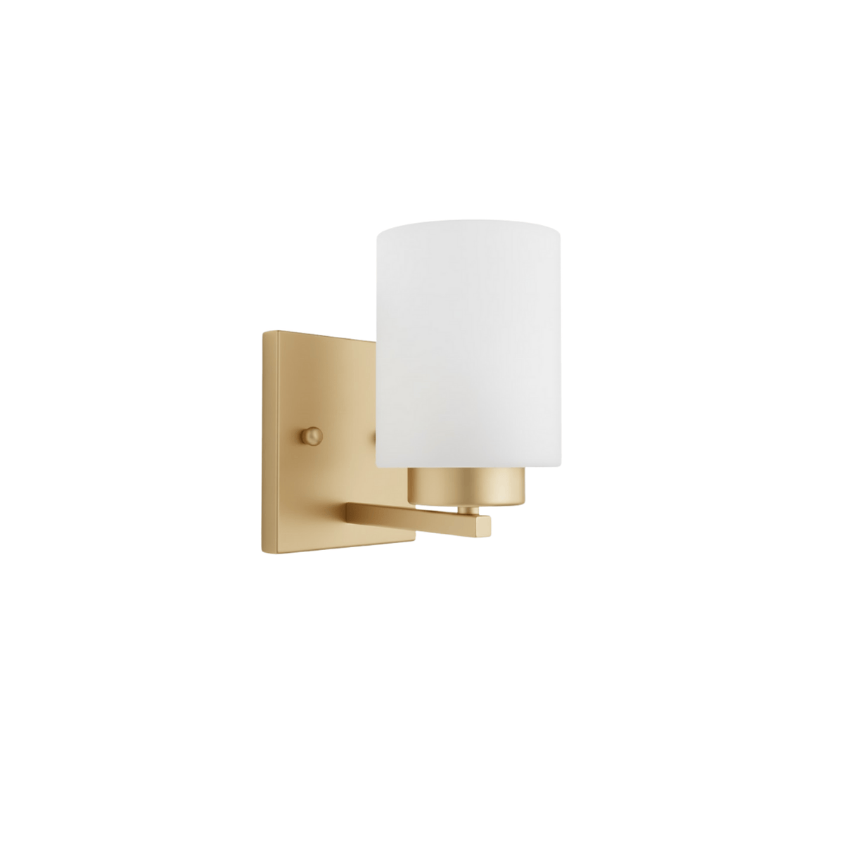 1-Light White Glass Vanity - Champagne Gold