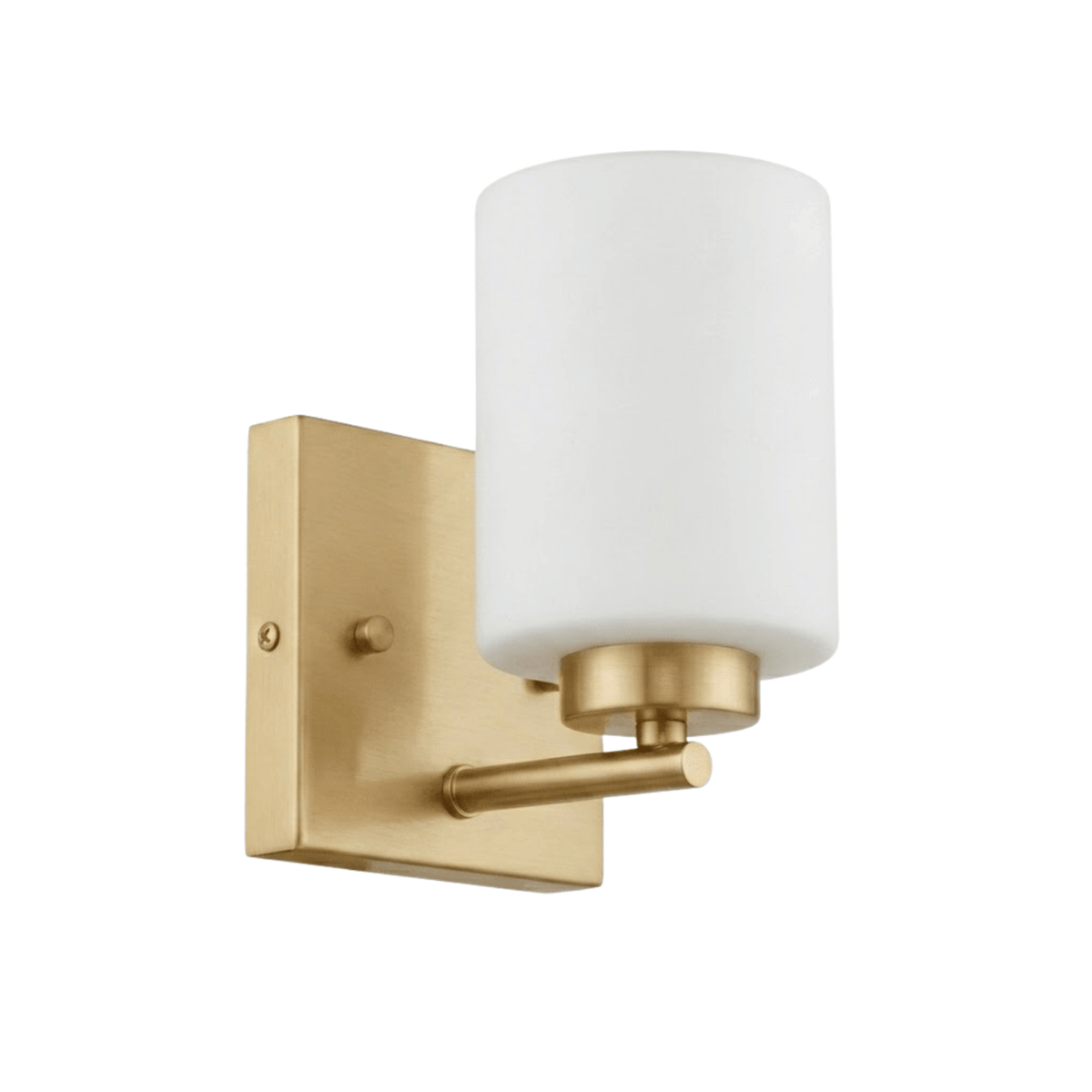 1-Light White Glass Vanity - Champagne Gold