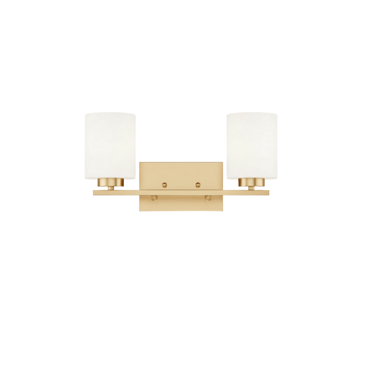 2-Light White Glass Vanity - Champagne Gold