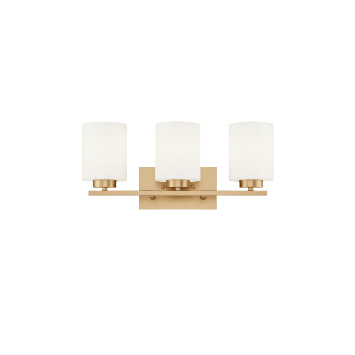 3-Light White Glass Vanity - Champagne Gold