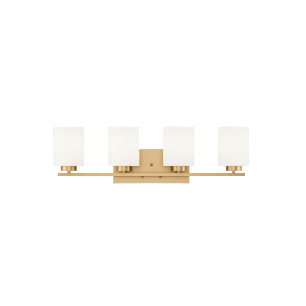 4-Light White Glass Vanity - Champagne Gold