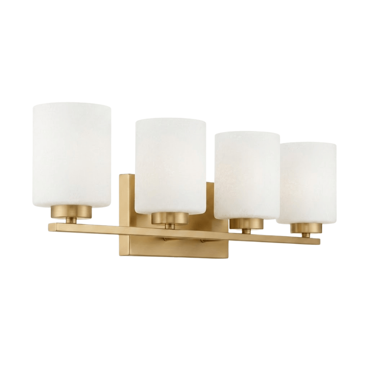 4-Light White Glass Vanity - Champagne Gold
