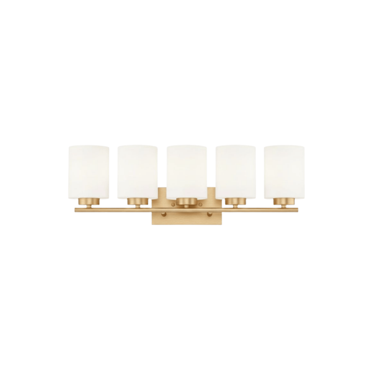 5-Light White Glass Vanity - Champagne Gold