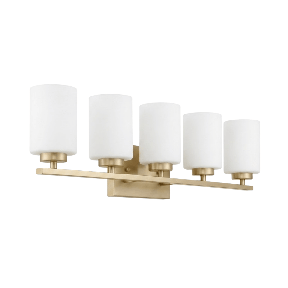 5-Light White Glass Vanity - Champagne Gold