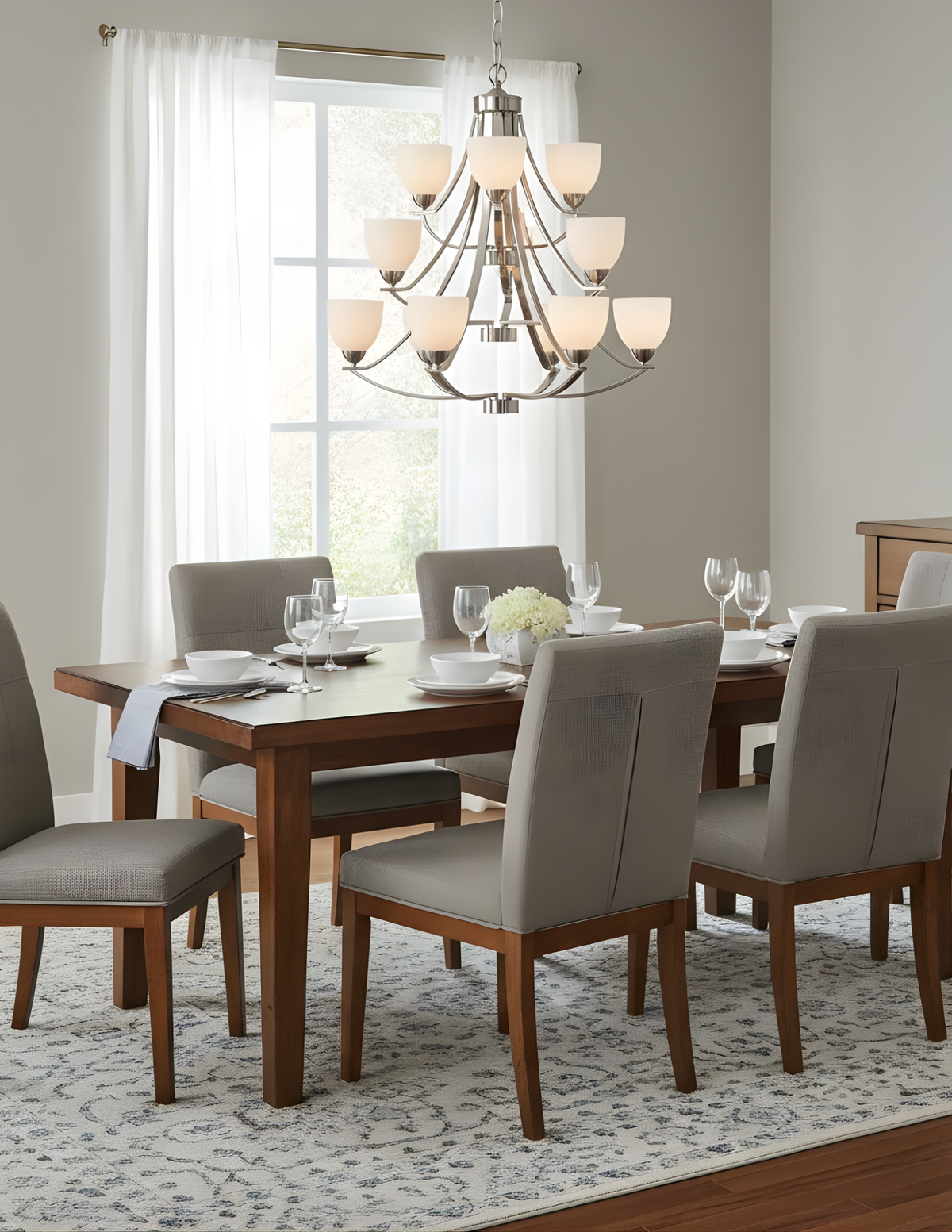 Victoria 12-Light Chandelier White Glass