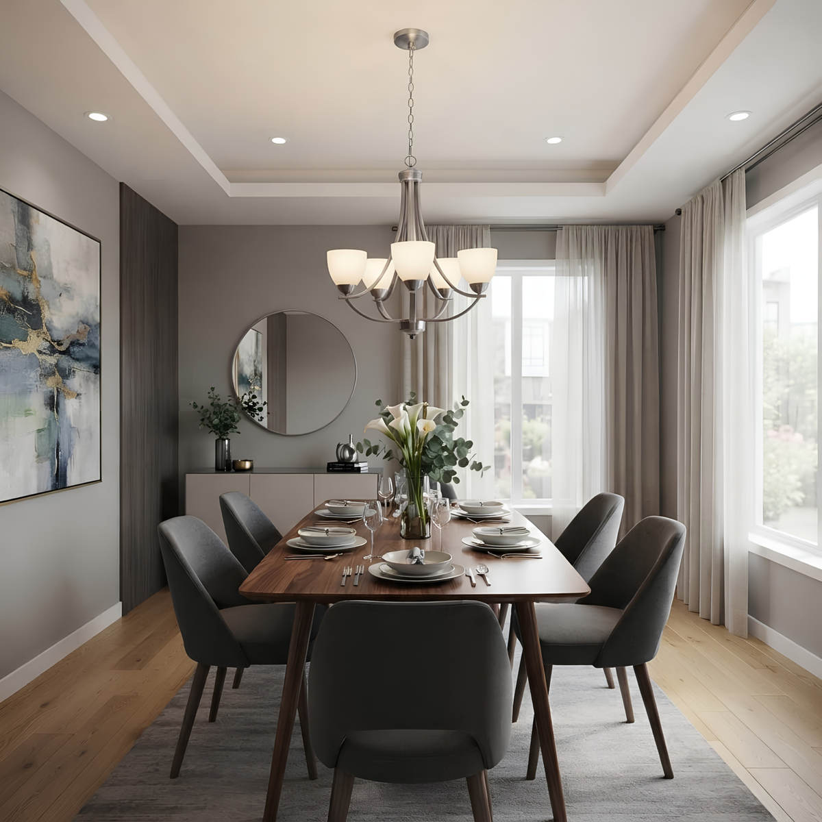 Victoria 5-Light Chandelier White Glass