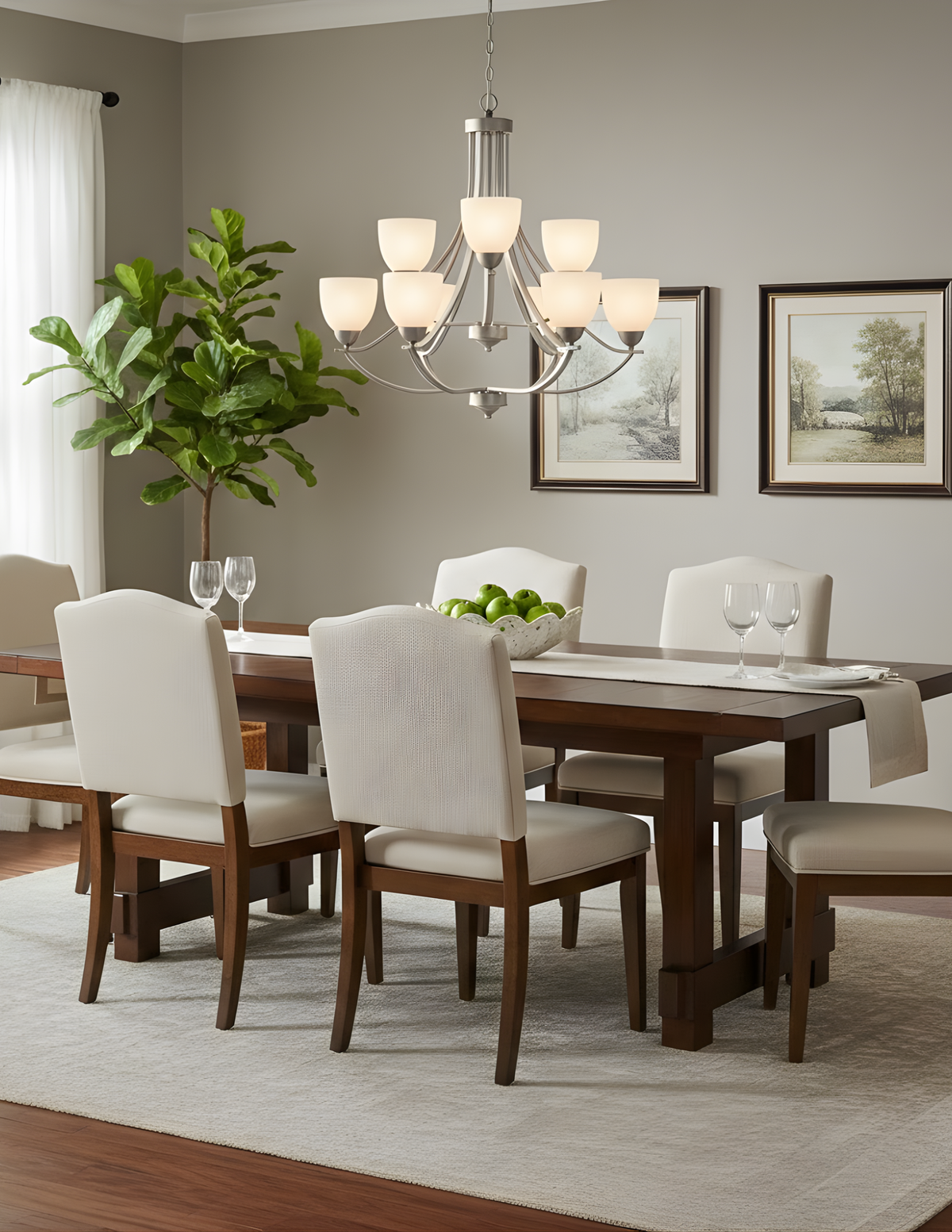 Victoria 9-Light Chandelier White Glass