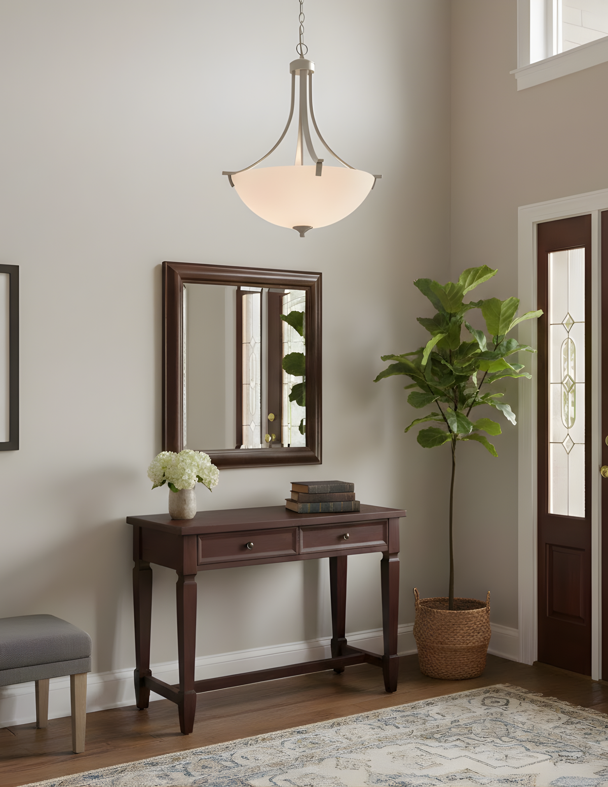 Victoria 3-Light Foyer Entry Chandelier White Glass