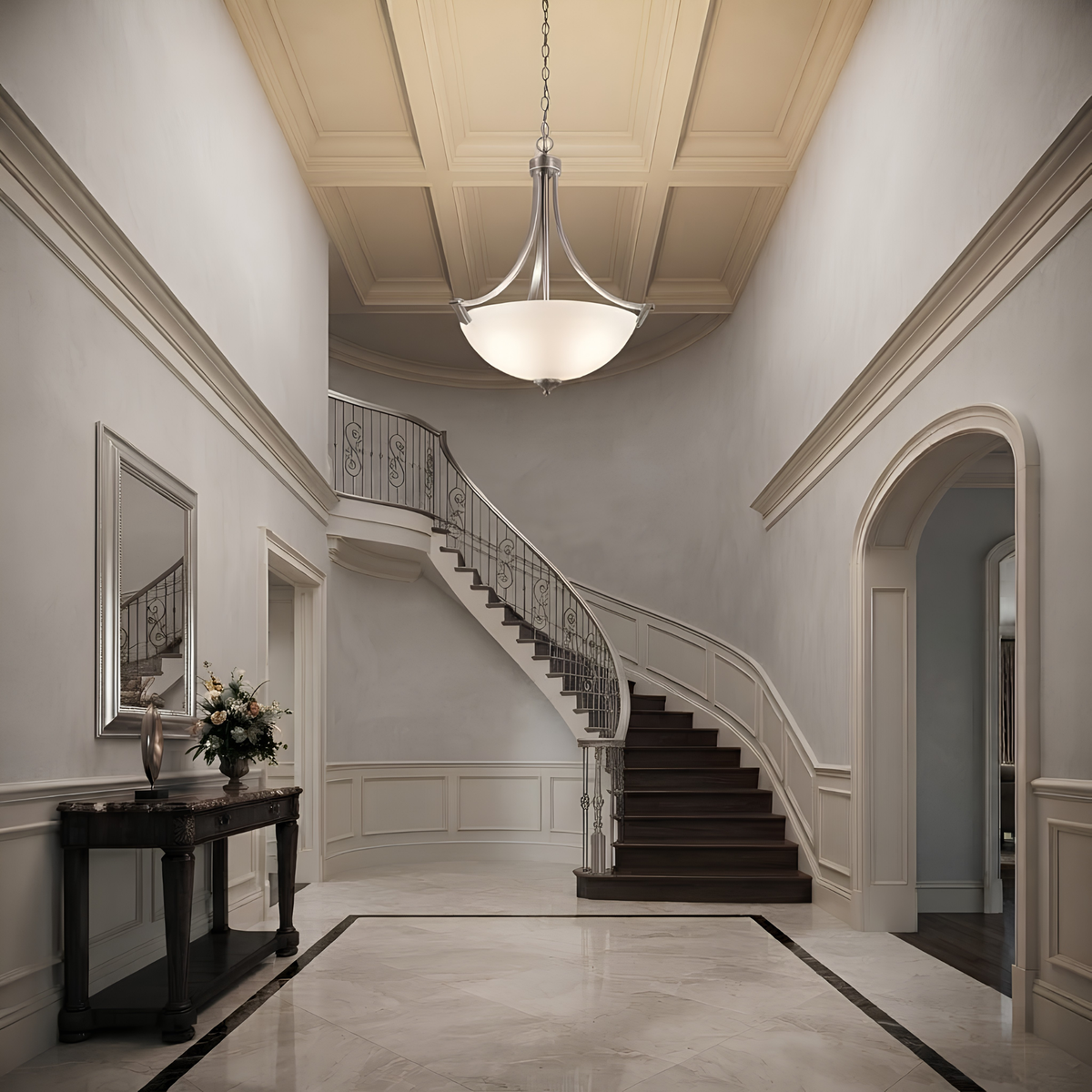 Victoria 3-Light Foyer Entry Chandelier White Glass