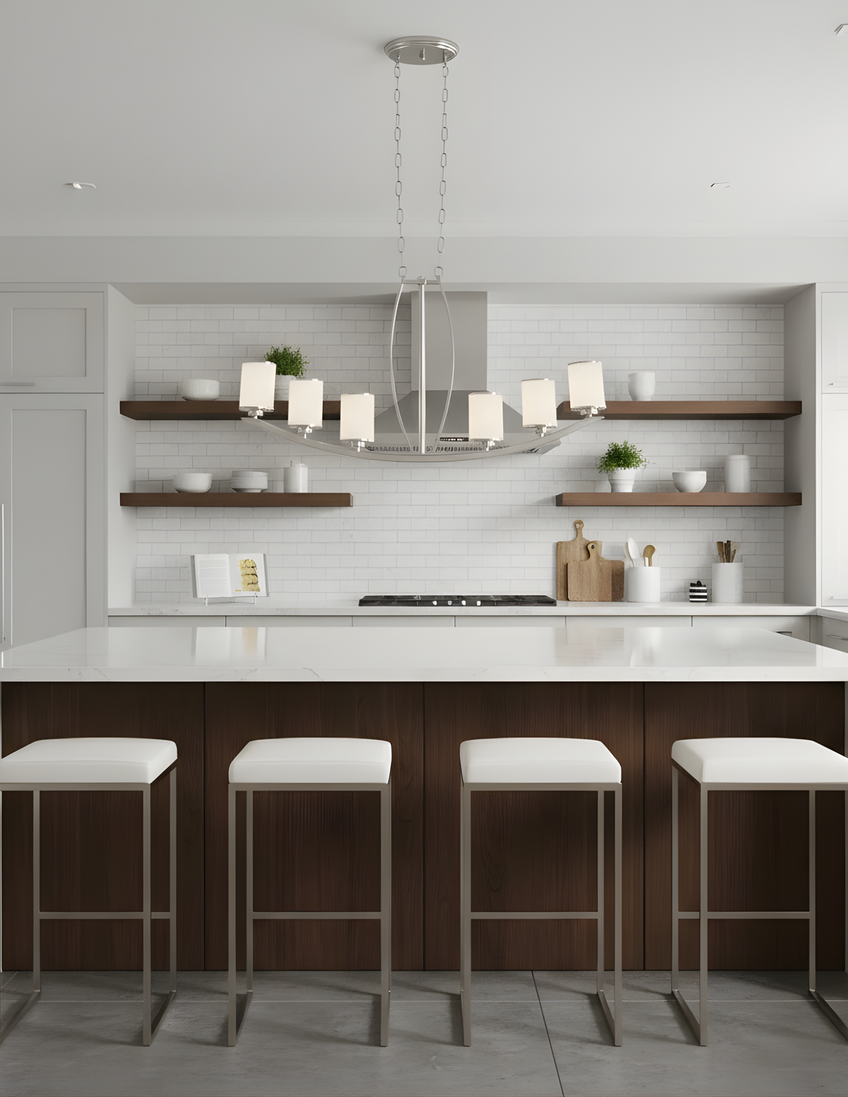 Lexington 6-Light Island Chandelier White Glass