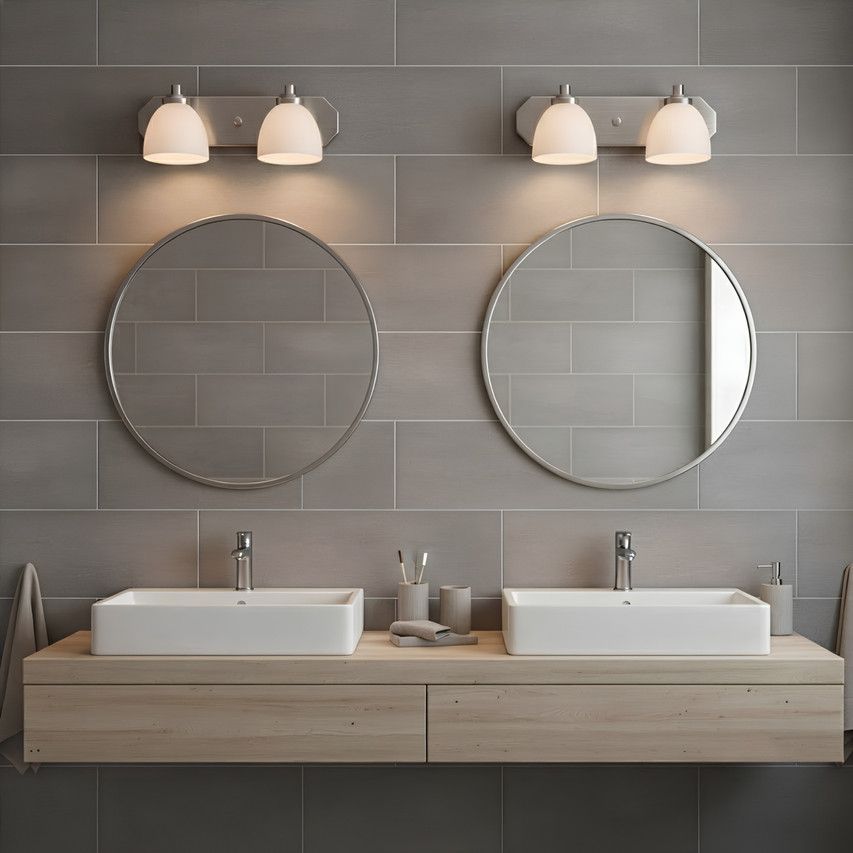 Victoria 2-Light Vanity White Glass