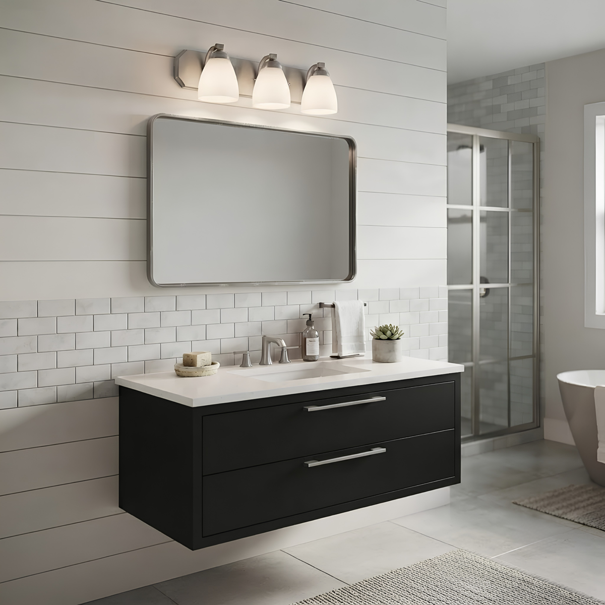 Victoria 3-Light Vanity White Glass