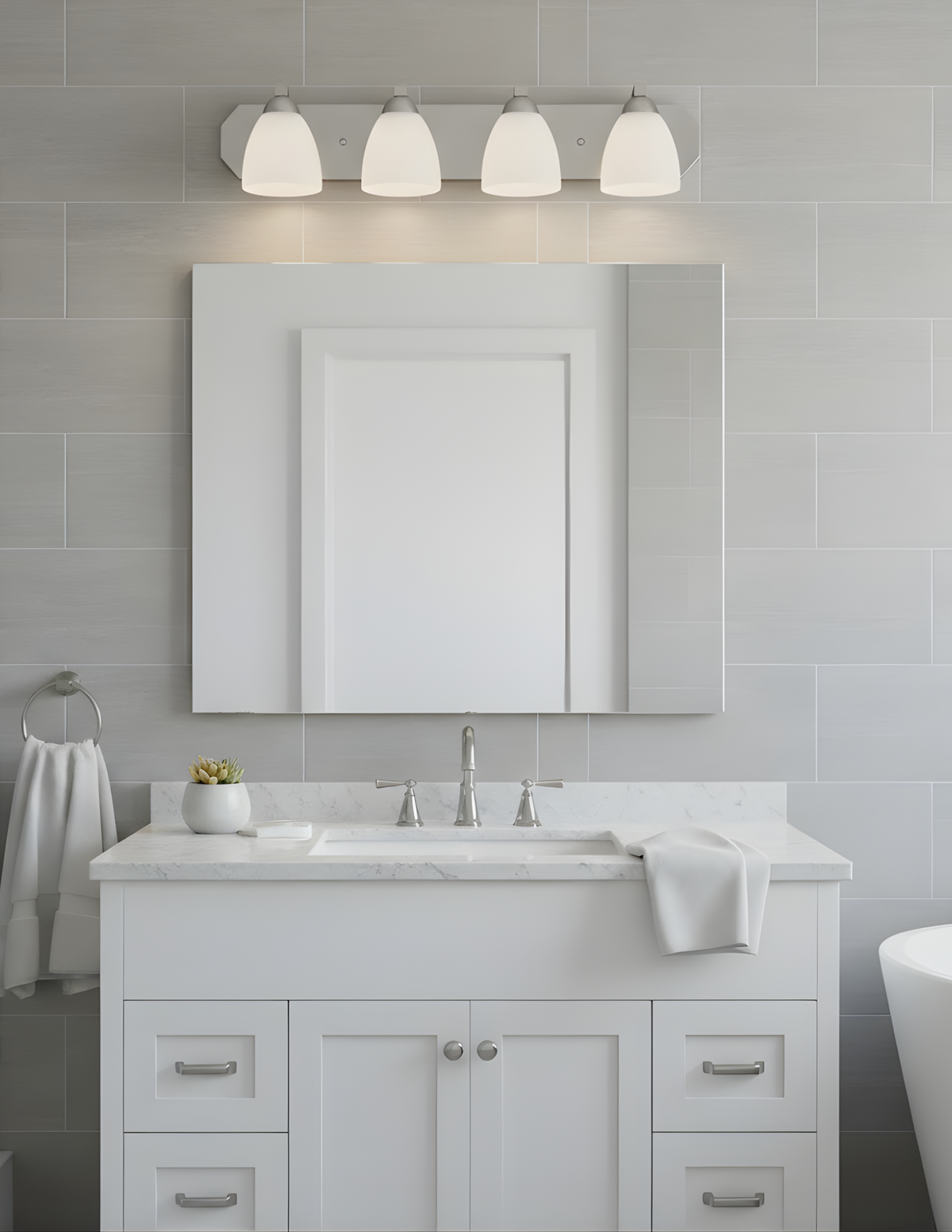 Victoria 4-Light Vanity White Glass