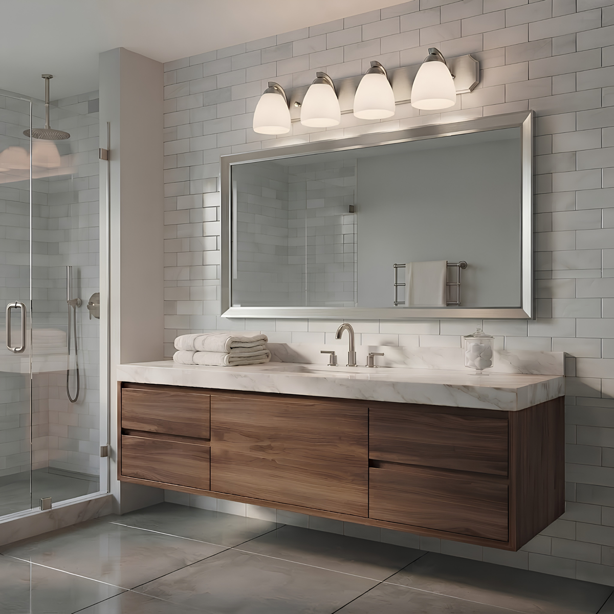 Victoria 4-Light Vanity White Glass