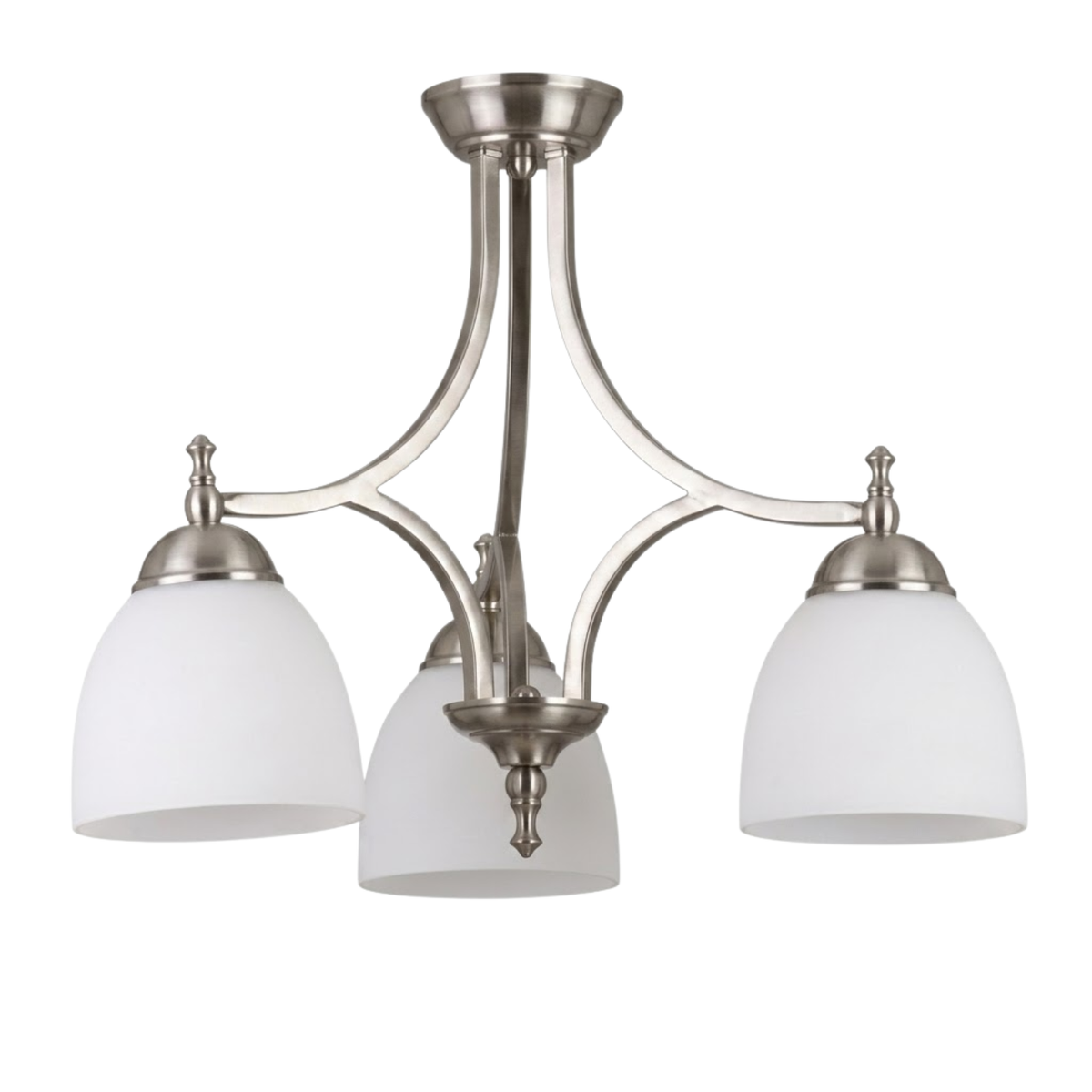 Dallas 3-Light Down Chandelier/Nook-Brushed Nickel