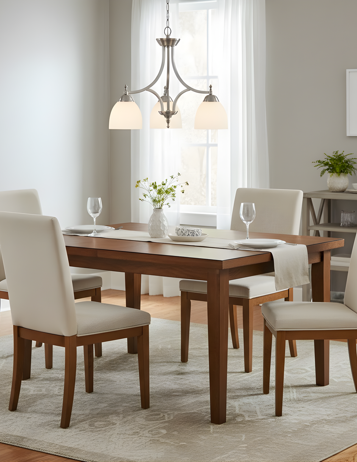 Dallas 3-Light Down Chandelier/Nook-Brushed Nickel
