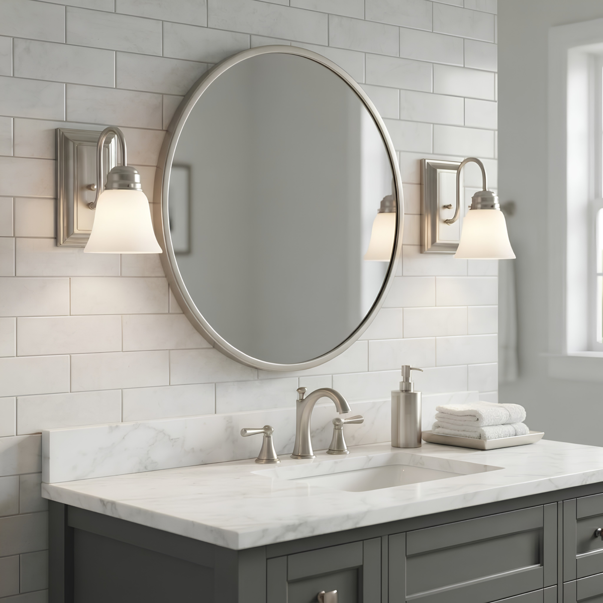 Dallas 1-Light Vanity Sconce White Glass
