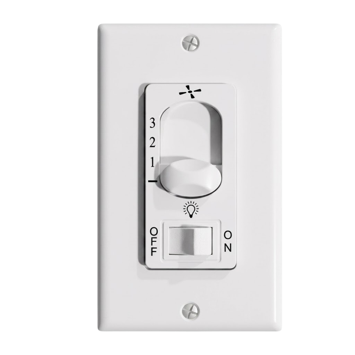 White Slider with On/Off Light Switch Fan Control