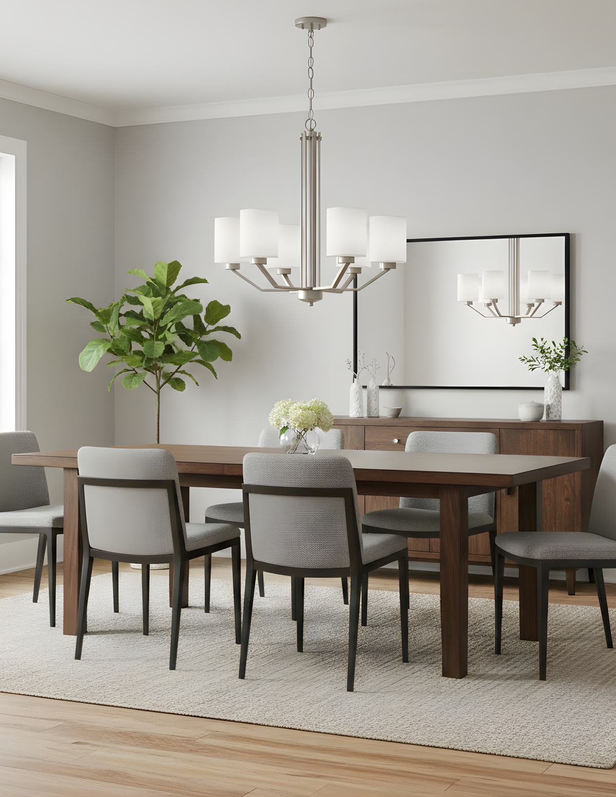 Paris 6-Light Chandelier White Glass