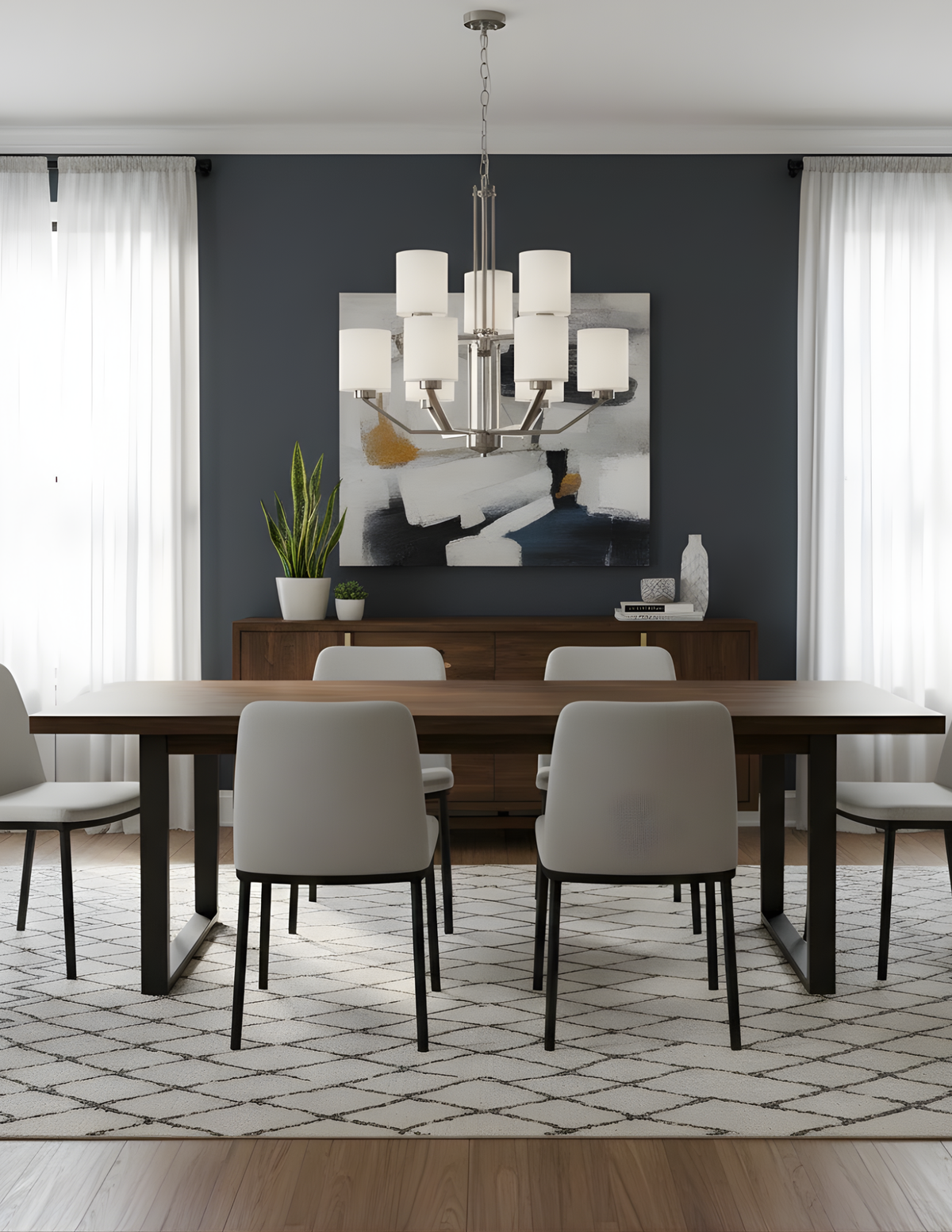 Paris 9-Light Chandelier White Glass
