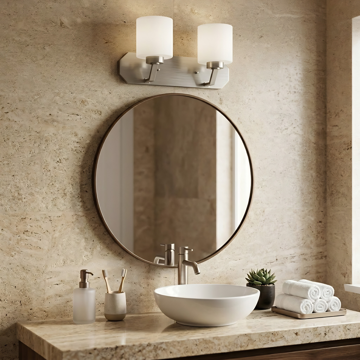 Paris 2-Light  Vanity White Glass