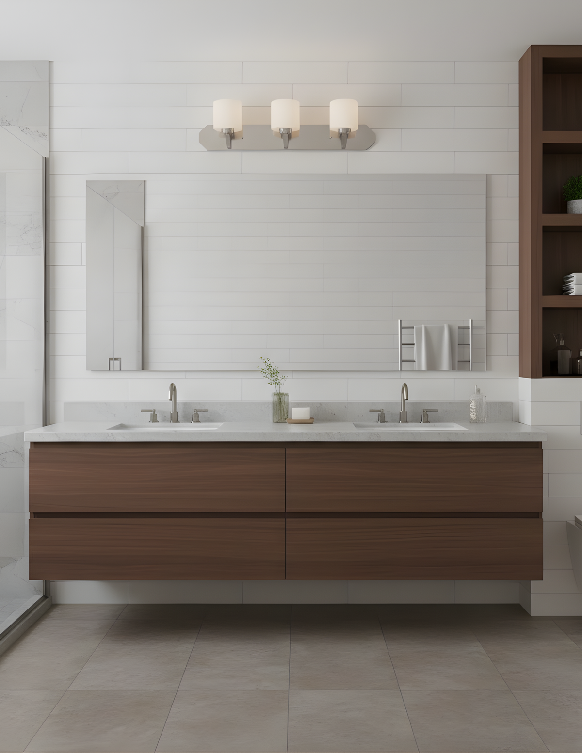 Paris 3-Light Vanity White Glass