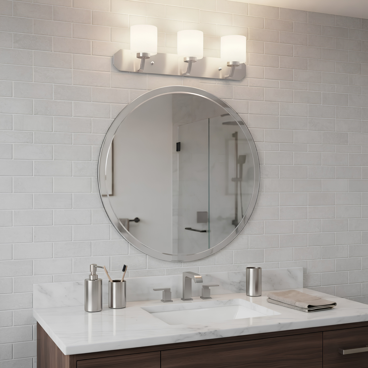 Paris 3-Light Vanity White Glass