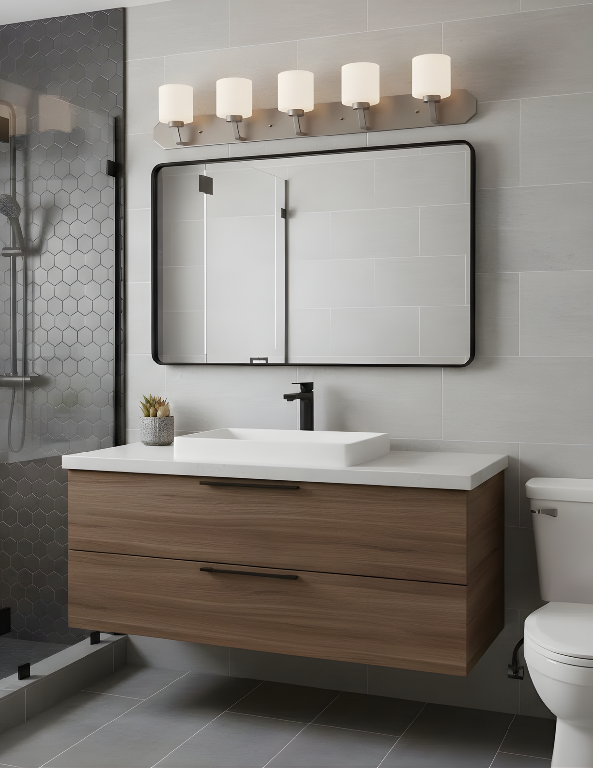 Paris 5-Light Vanity White Glass