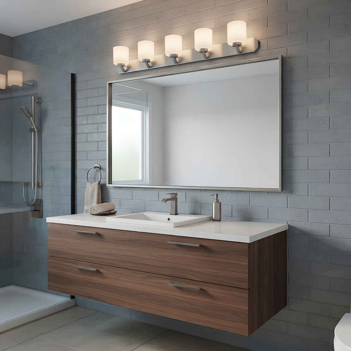 Paris 5-Light Vanity White Glass