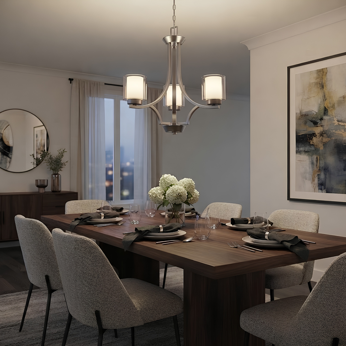 Sonora 3-Light Steel Mesh Shade Chandelier