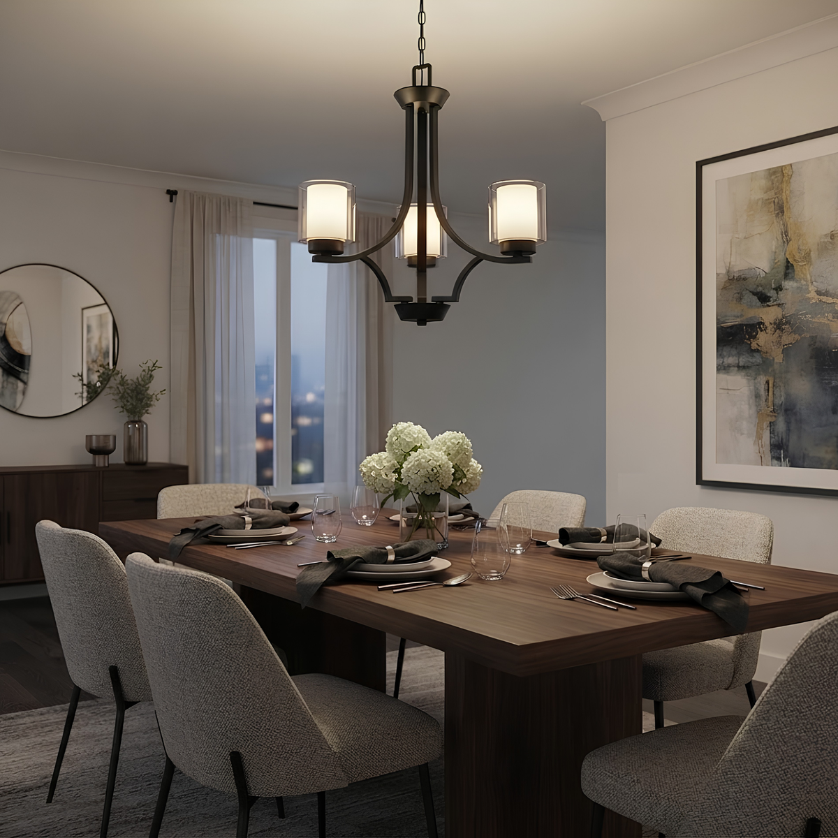 Sonora 3-Light Steel Mesh Shade Chandelier