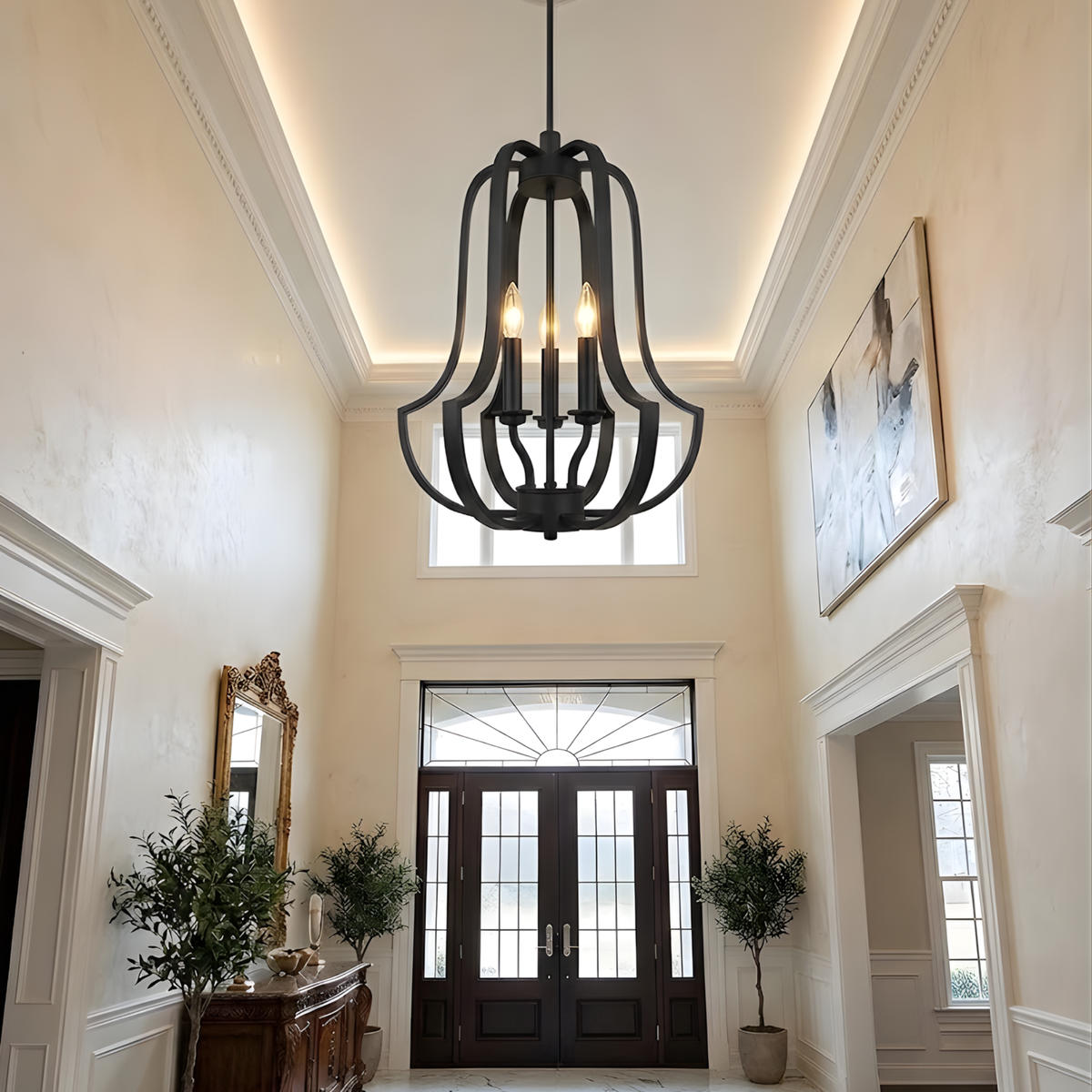 Lexington 3-Light Entry Cage Chandelier