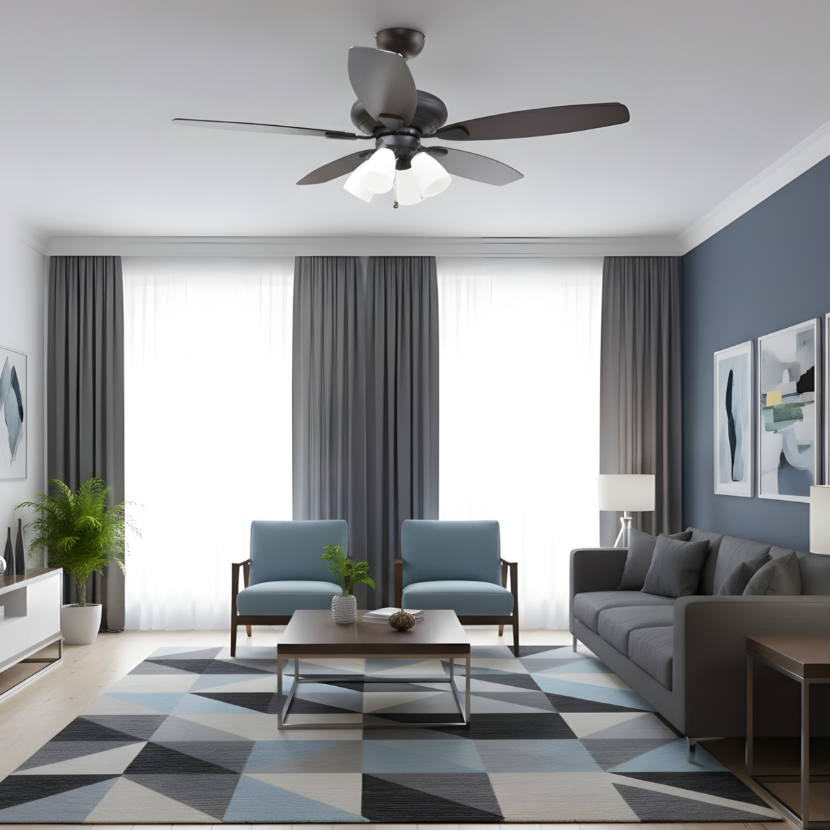 Sabine 52" LED 5-Blade 4-light Ceiling Fan