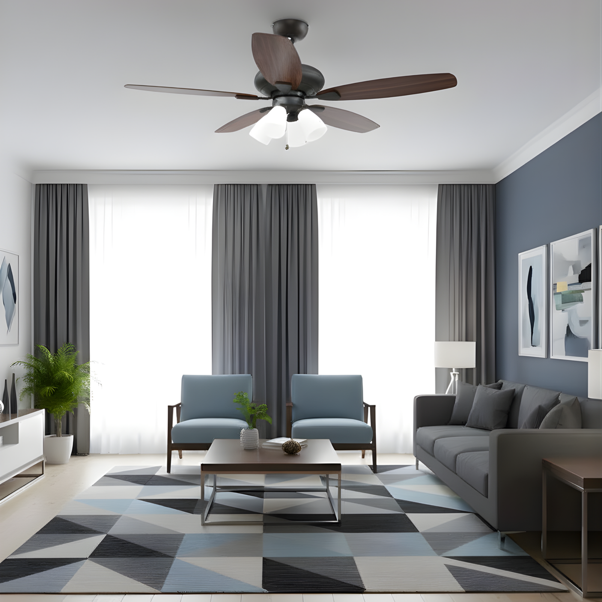 Sabine 52" LED 5-Blade 4-light Ceiling Fan
