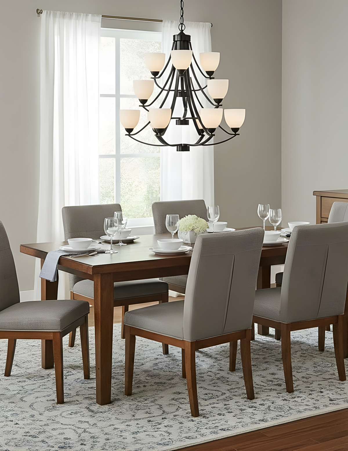 Victoria 12-Light Chandelier White Glass