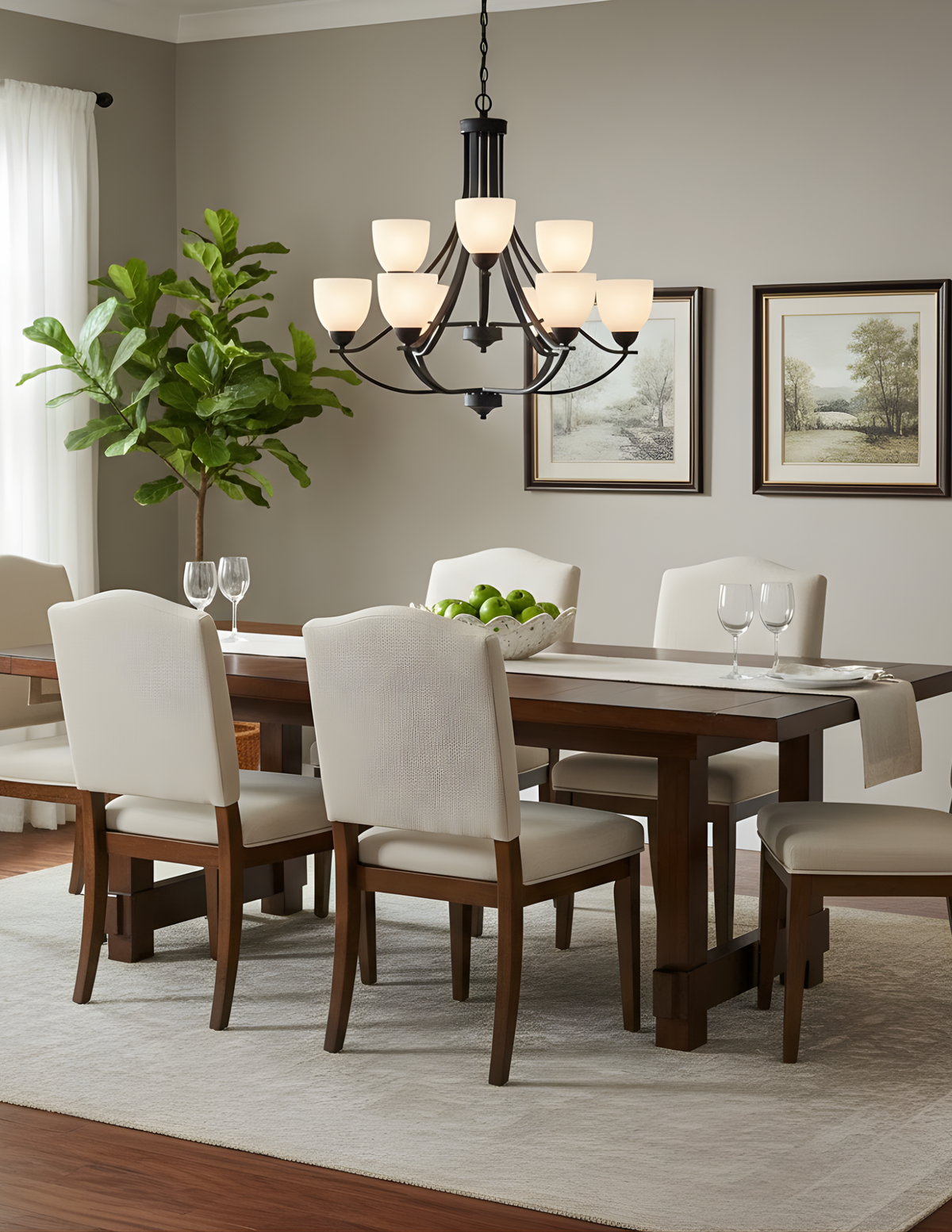 Victoria 9-Light Chandelier White Glass