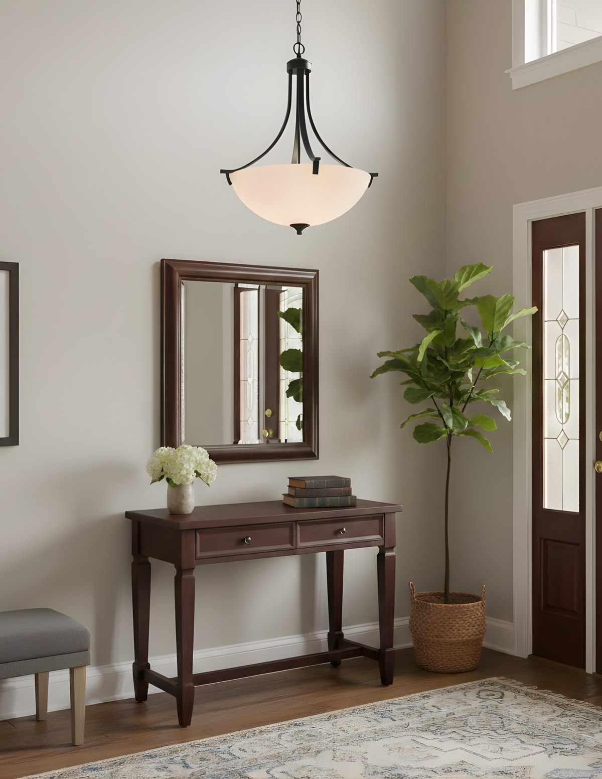 Victoria 3-Light Foyer Entry Chandelier White Glass