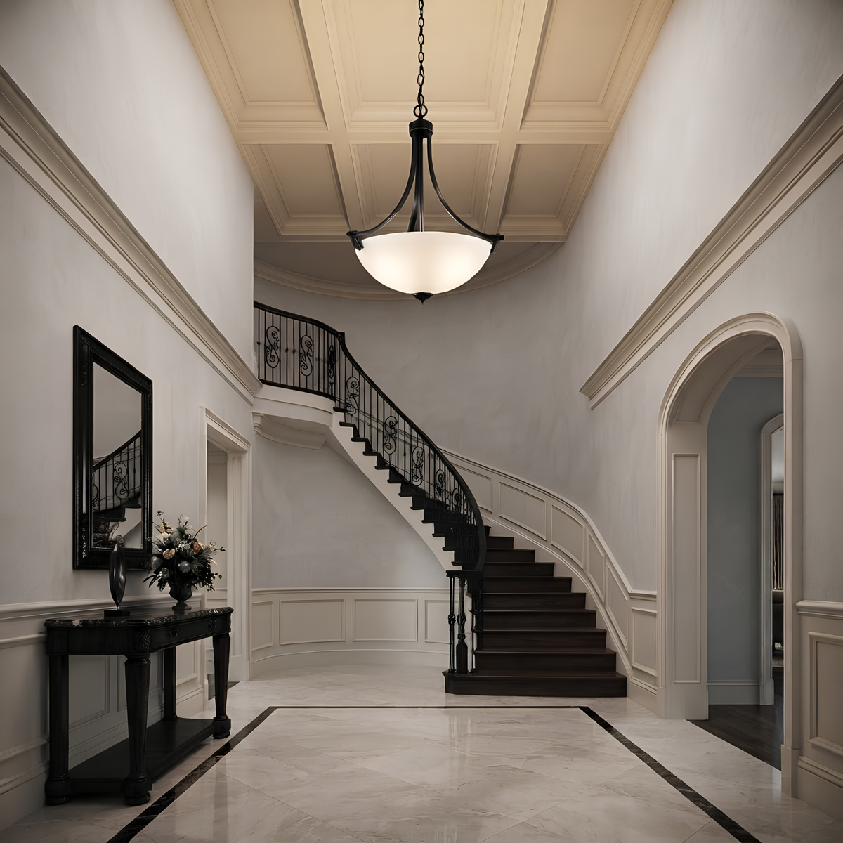 Victoria 3-Light Foyer Entry Chandelier White Glass