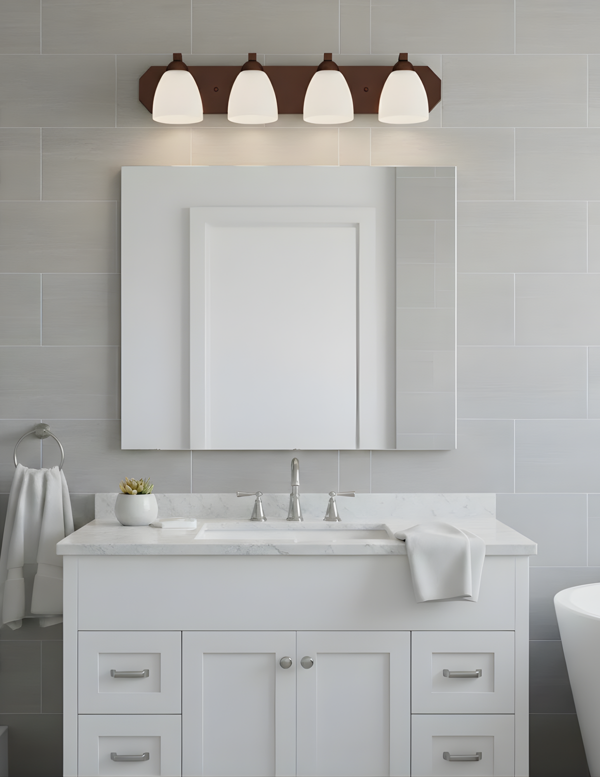 Victoria 4-Light Vanity White Glass