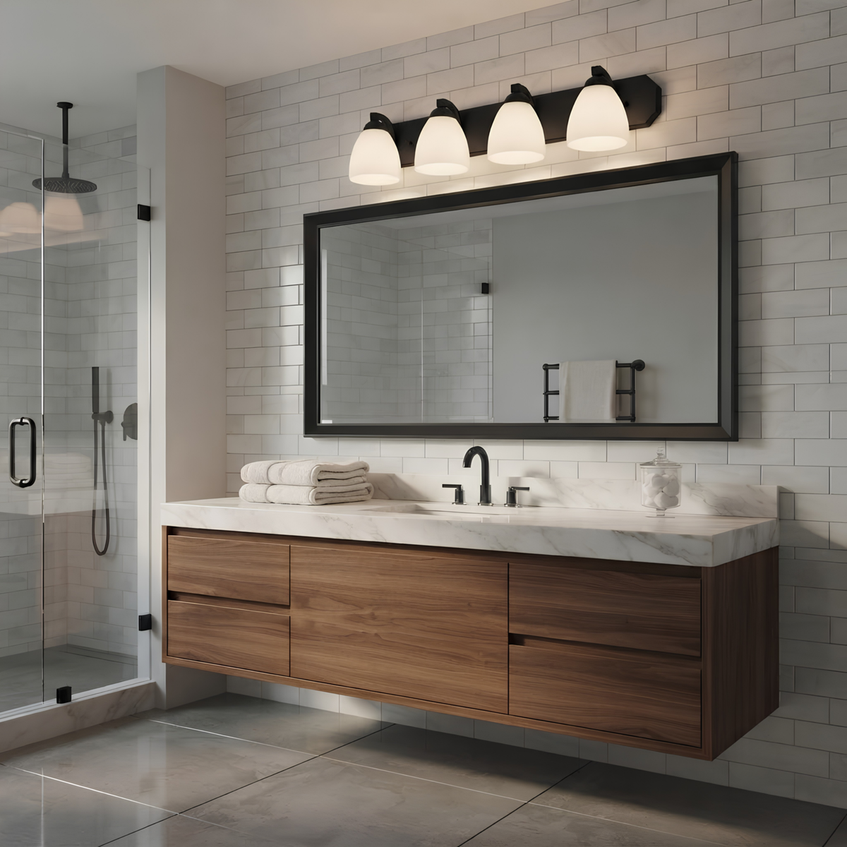 Victoria 4-Light Vanity White Glass