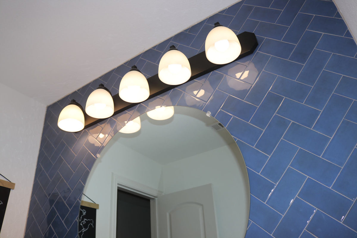 Victoria 5-Light Vanity Whiet Glass