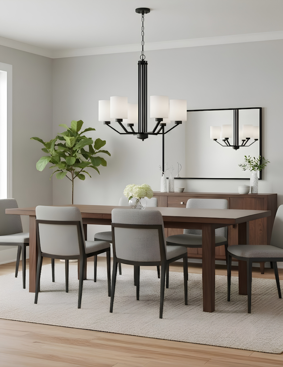 Paris 6-Light Chandelier White Glass
