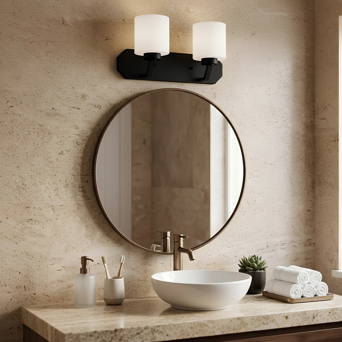 Paris 2-Light  Vanity White Glass